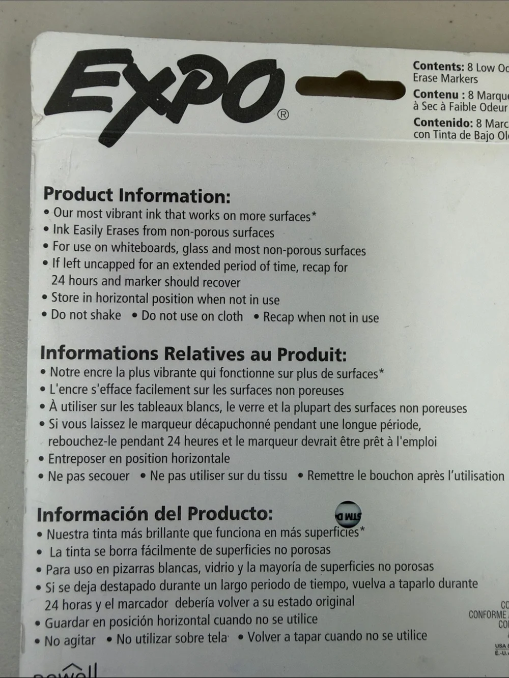 Expo brand Black Dry Erase Markers - Pack of 8 easily erases vibrant ink chisel